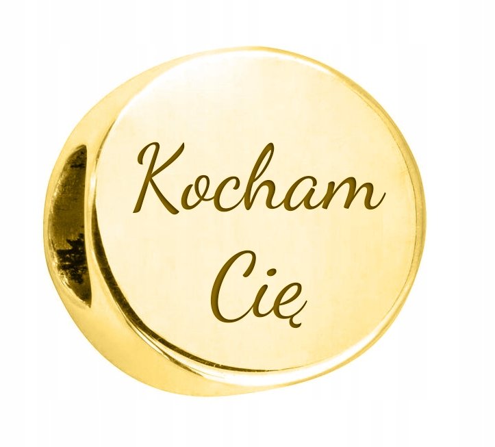 Charms złoty Kocham Cię srebro 925 + GRAWER
