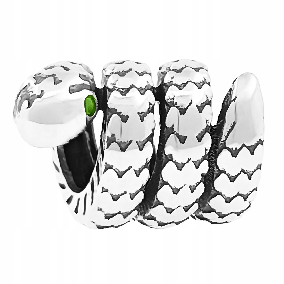 Lśniący Duży CHARMS SREBRNY Wąż Żmija Zwierzę Snake Cyrkonia srebro 925
