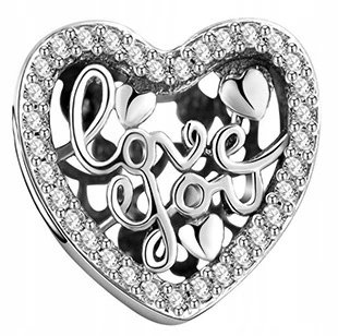 Charms Serce Love You srebro 925 zawieszka koralik
