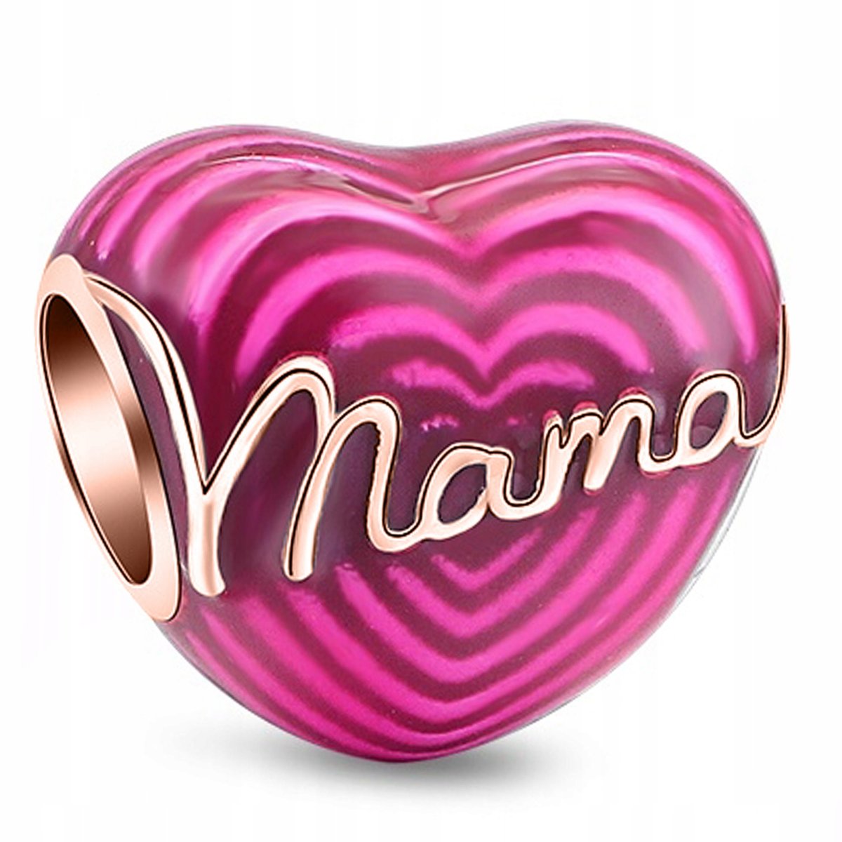 Charms Serce Mama Mother różowe złoto 925
