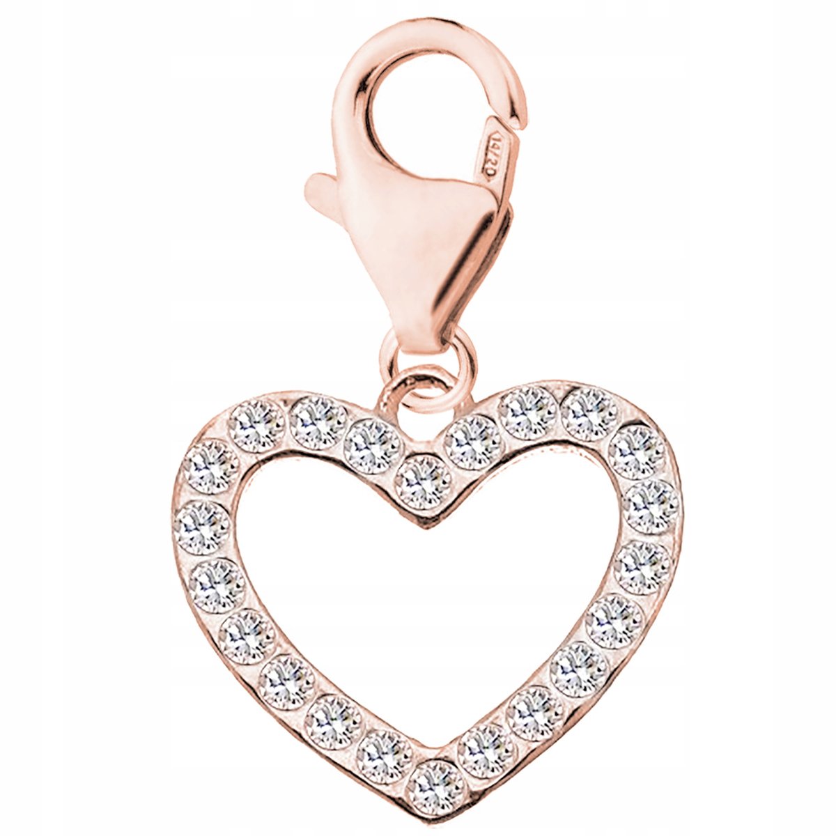 Zawieszka Serce Cyrkonie różowe złoto srebro 925