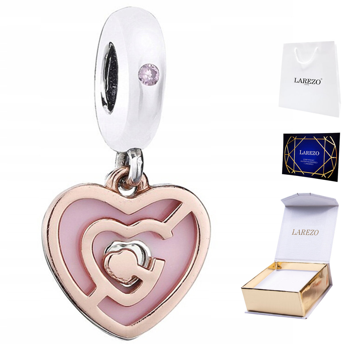 CHARMS SREBRNY Wiszący z Sercem Serce Labirynt Serduszko Love SREBRO 925