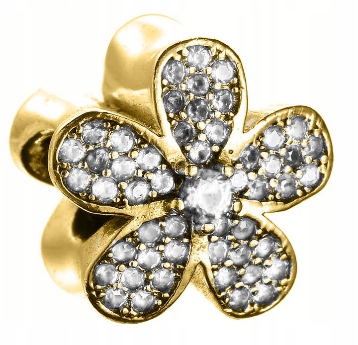 Charms Kwiatek cyrkonie złoty srebro 925