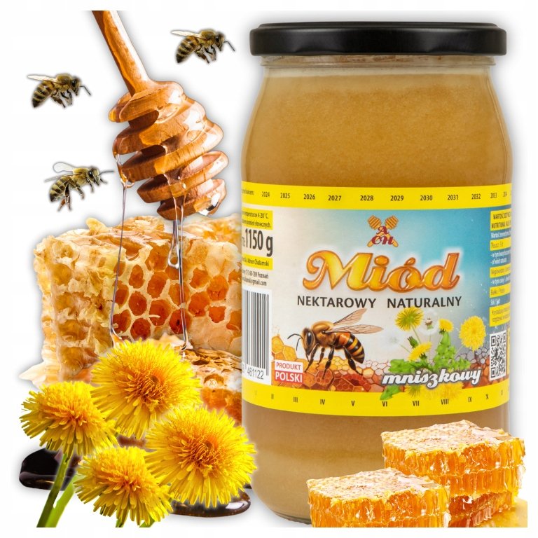 Miód Mniszkowy Naturalny z Polskiej Pasieki Nektarowy Prawdziwy 1150G 2024