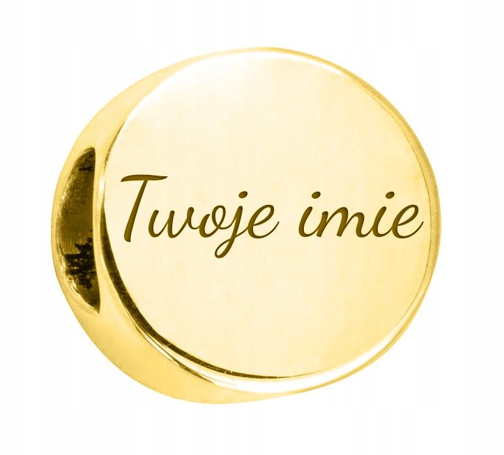 Charms złoty Twoje Imię srebro 925 + GRAWER