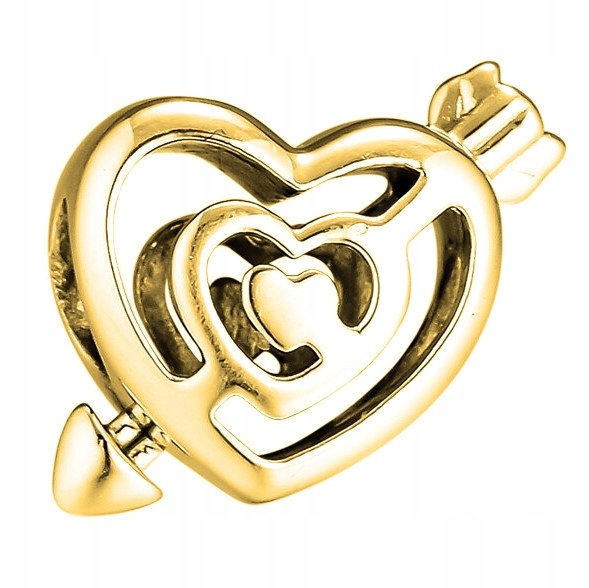 Charms złoty Serce Miłość Strzała srebro 925