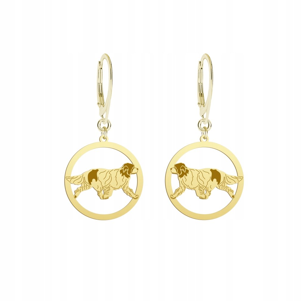 Kolczyki Złote z psem Landseer 925 Prezent Kobieta Biżuteria GRAWER