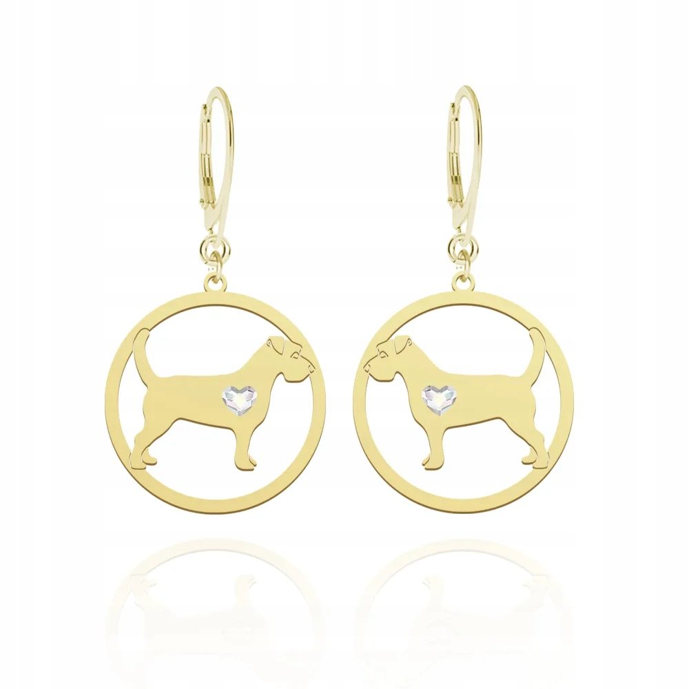 Kolczyki Złote z psem Jack Russell Terrier Szorstkowłosy 925 Kobieta GRAWER