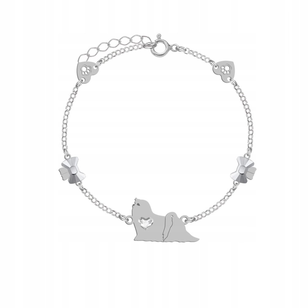 Bransoletka z psem Maltańczyk Srebro 925 Prezent Łańcuszek Kobieta GRAWER