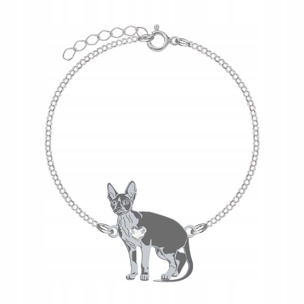 Bransoletka Srebrna Kot Cornish Rex 925 Prezent Łańcuszek Biżuteria GRAWER