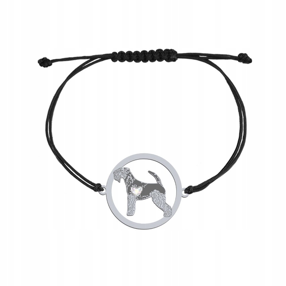 Bransoletka Srebrna z psem Lakeland Terrier 925 sznurek Biżuteria GRAWER