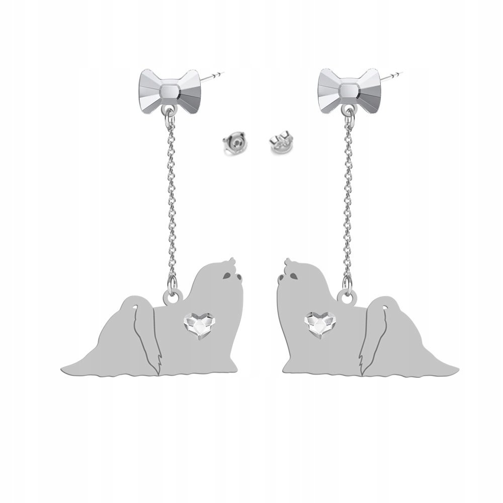 Kolczyki Srebrne z psem Maltańczyk 925 Biżuteria Prezent Kobieta GRAWER