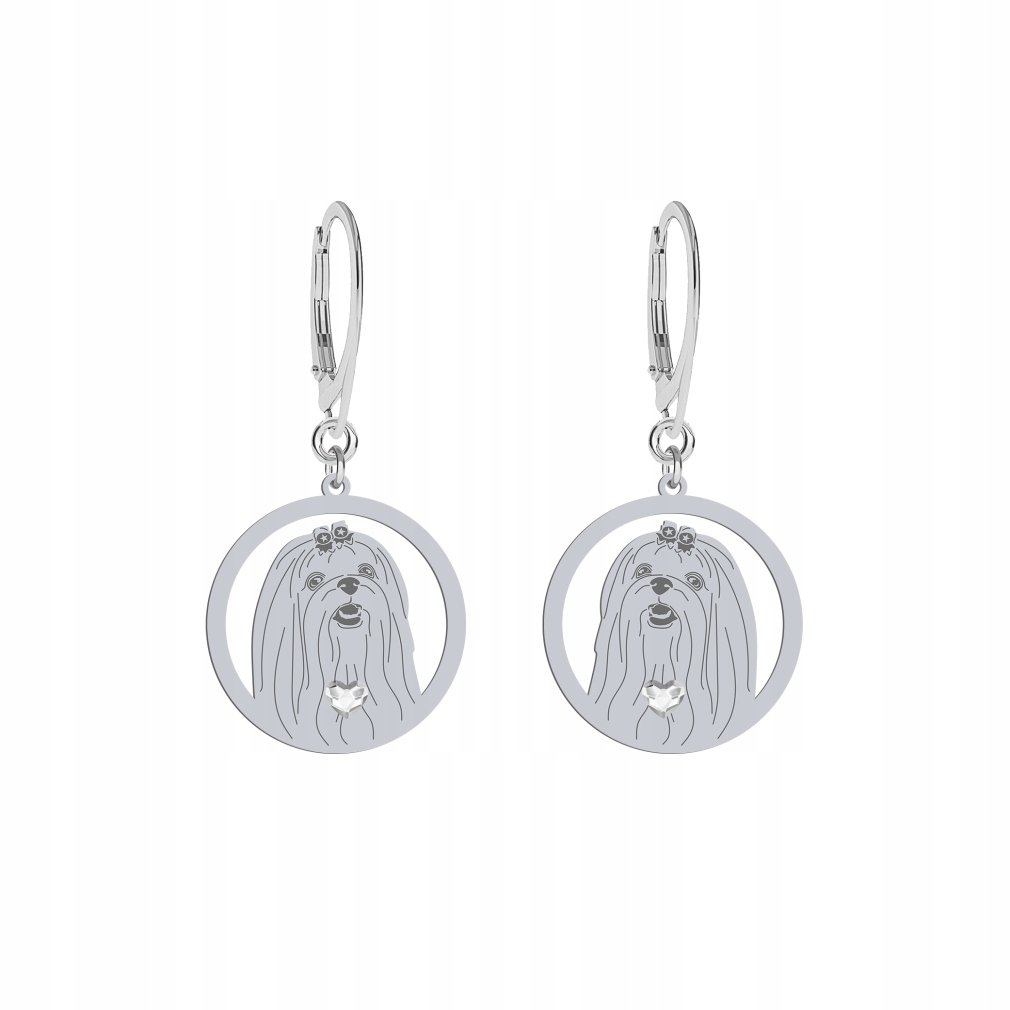 Kolczyki z psem Maltańczyk Srebro 925 Biżuteria Kobieta Prezent GRAWER