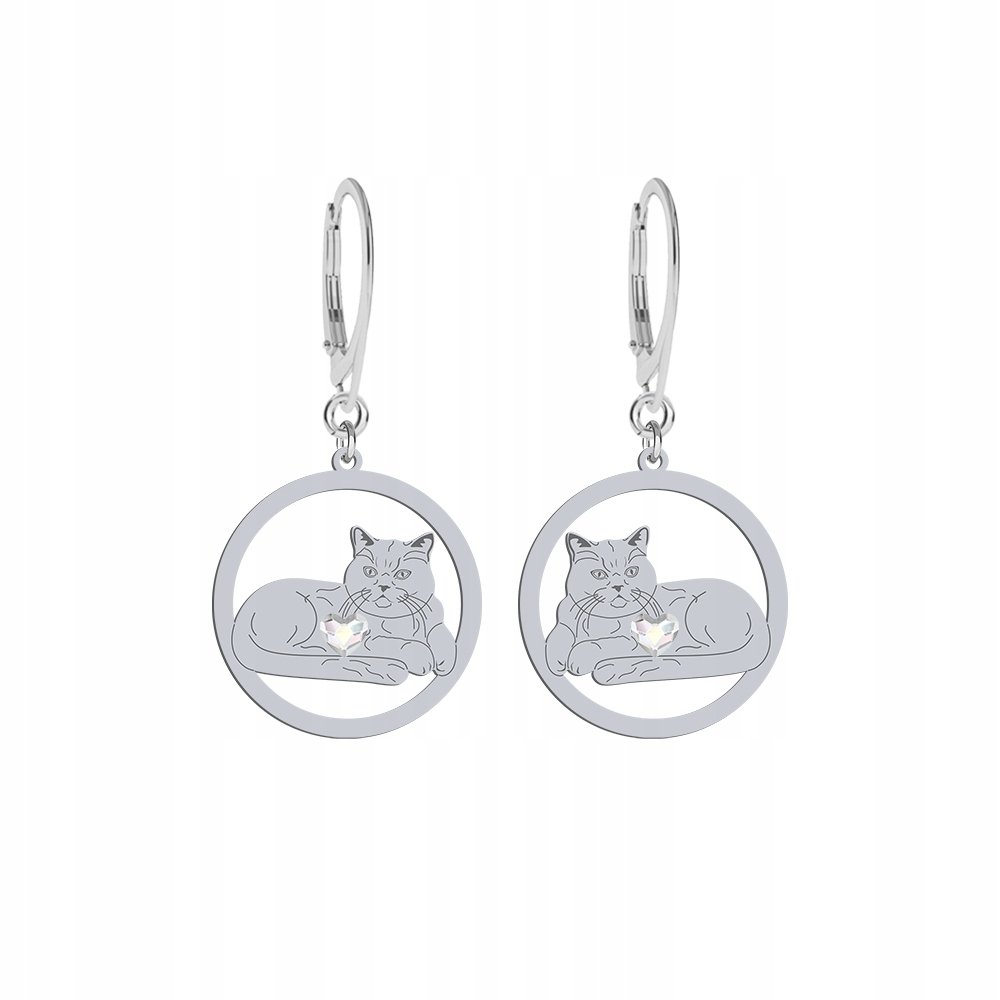 Kolczyki Srebrne British Shorthair Cat 925 Kobieta Biżuteria Prezent GRAWER