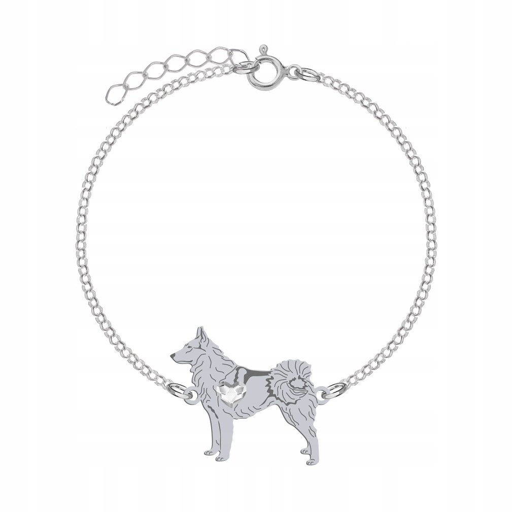 Bransoletka Srebrna z psem Łajka Zachodniosyberyjska 925 na Prezent GRAWER