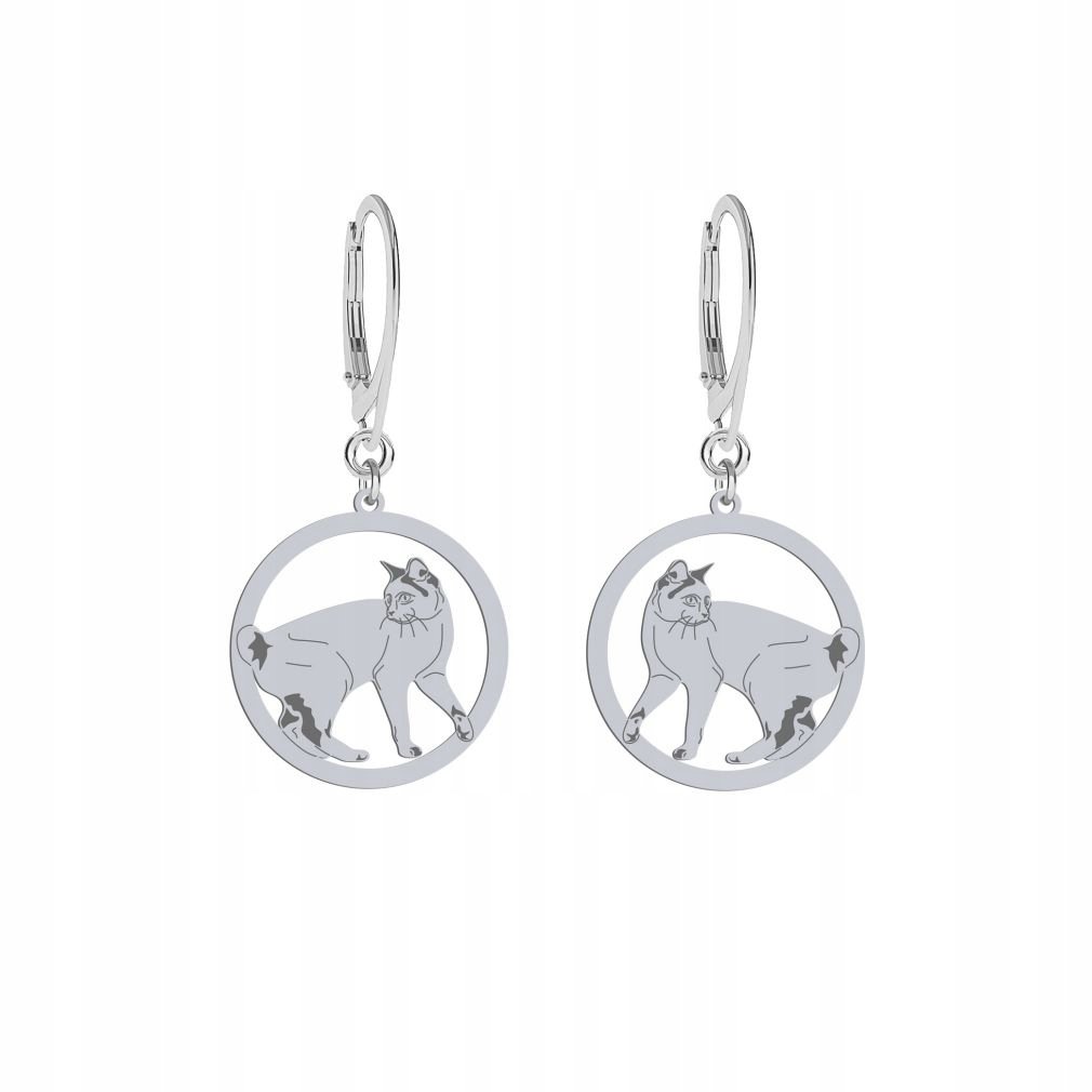 Kolczyki Srebrne Kot Japanese Bobtail 925 Biżuteria Kobieta Prezent GRAWER
