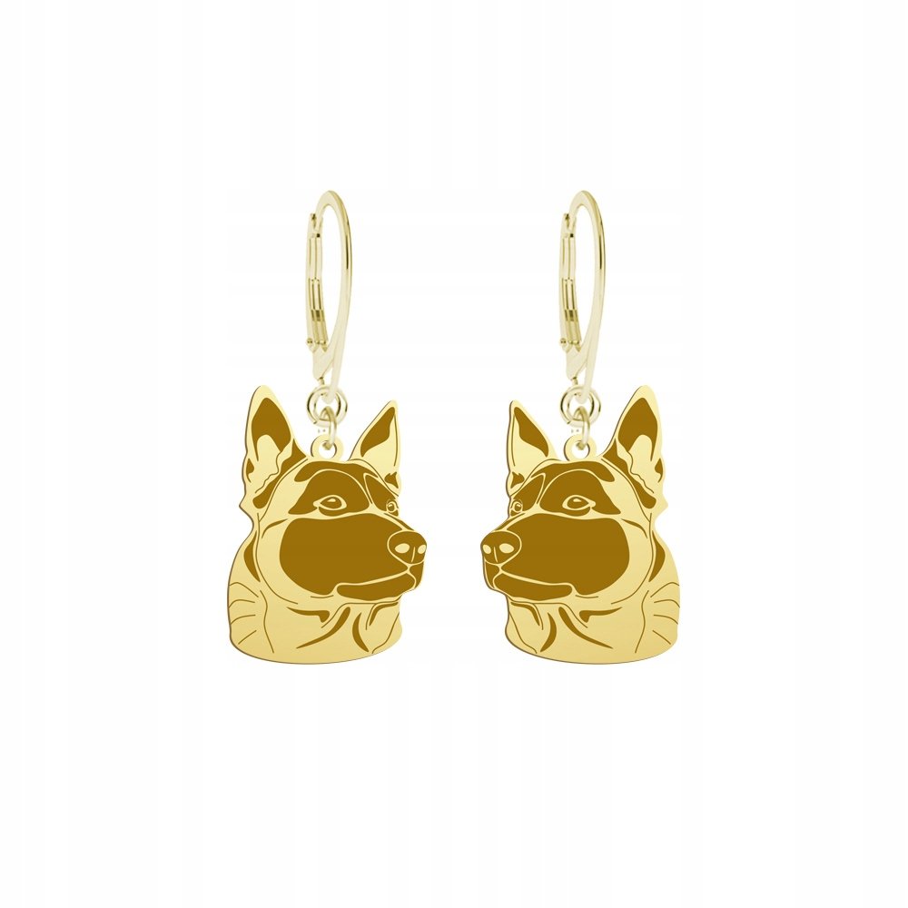 Kolczyki Złote z psem Malinois 925 Biżuteria Prezent Kobieta GRAWER