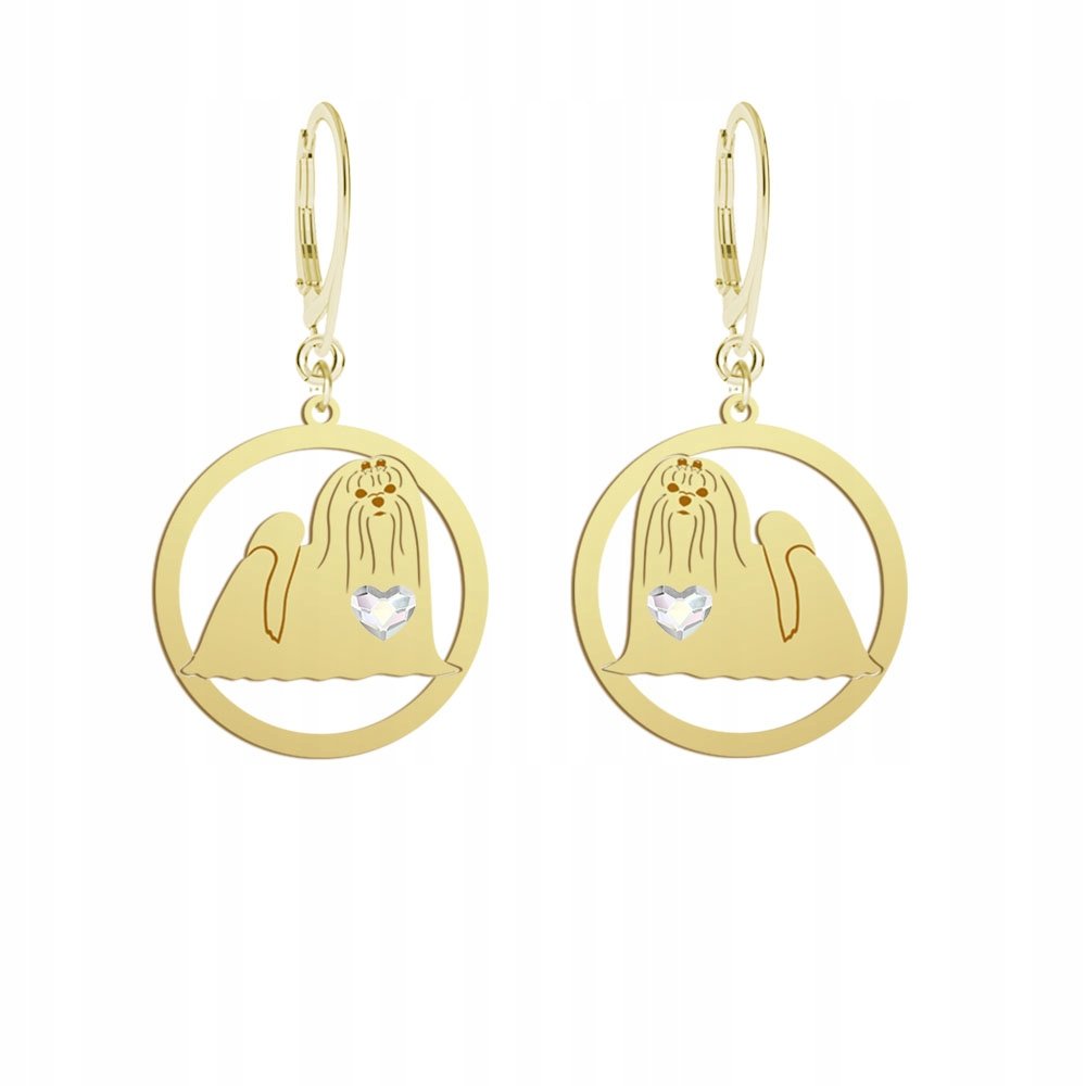 Kolczyki Pozłacane z psem Maltese 925 Prezent Biżuteria Urodziny GRAWER