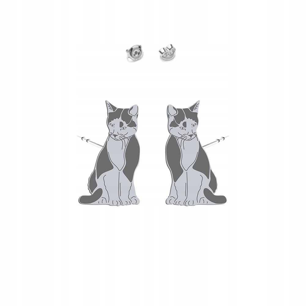 Kolczyki Srebrne Kot Domowy TUXEDO 925 Biżuteria Kobieta Prezent DEDYKACJA