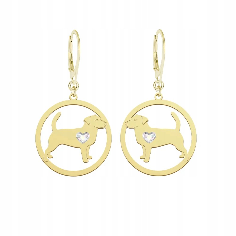 Kolczyki Zlote z psem Jack Russell Terrier Krótkowłosy 925 Prezent GRAWER
