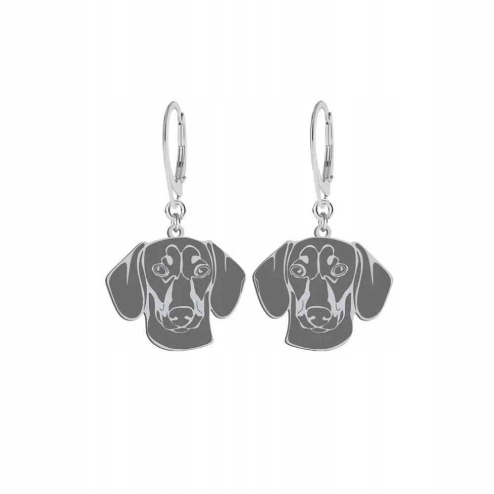 Kolczyki Srebrne z Jamnik Krótkowłosy 925 Biżuteria Kobieta Prezent GRAWER