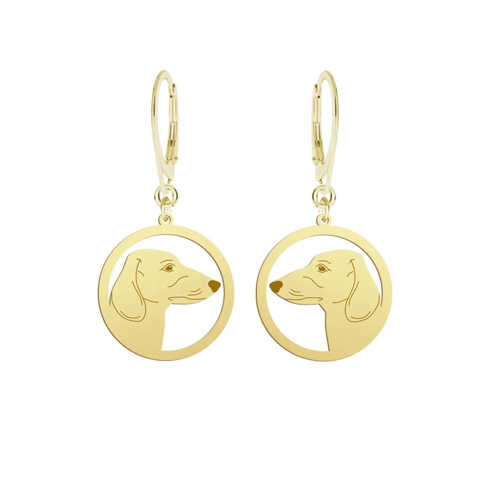 Kolczyki Złote z Jamnik Krótkowłosy 925 Prezent Biżuteria Kobieta GRAWER