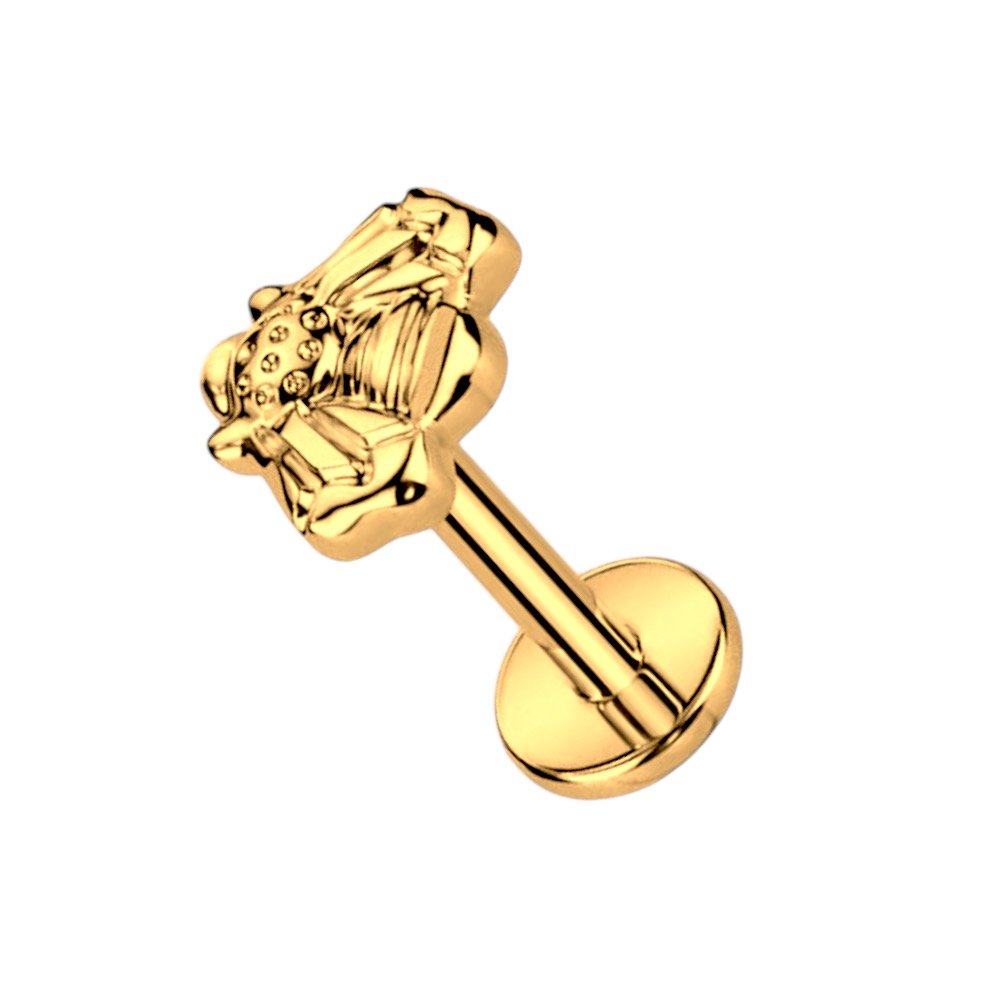 Kolczyk PIERCING Labret Złoty w kształcie Pszczoły LOBE Helix TYTAN 1.2/8