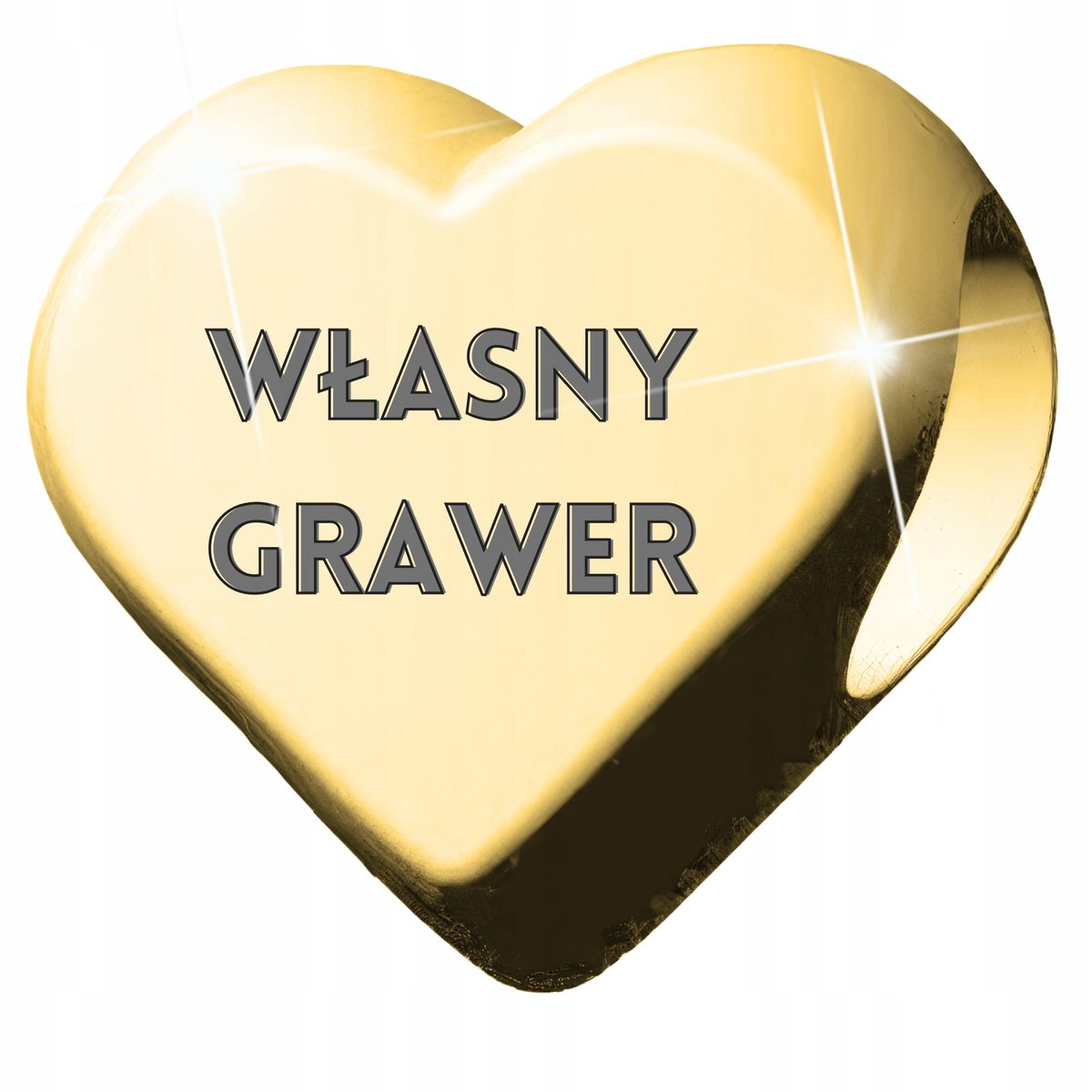 Charms złoty Twój Grawer Tekst Serce srebro 925+