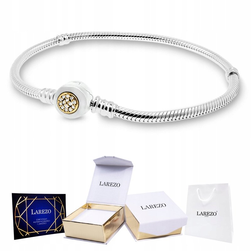 BRANSOLETKA SREBRNA Modułowa z Cyrkoniami Kryształki Charms Zawieszka 19cm