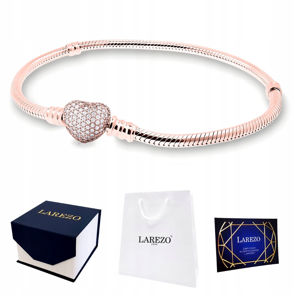 BRANSOLETKA Złota Modułowa Charms Zawieszka Serce Serduszko Cyrkonie 16cm