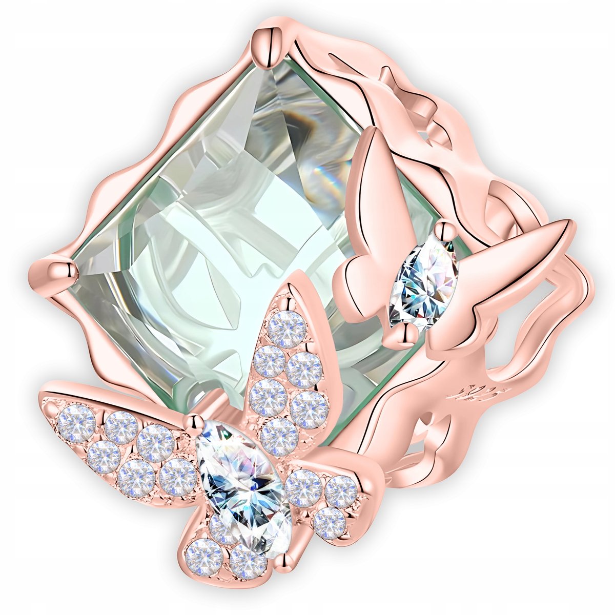 CHARMS POZŁACANY 750 z Motylem Cyrkonie Zawieszka Kryształ Motyl SREBRO 925
