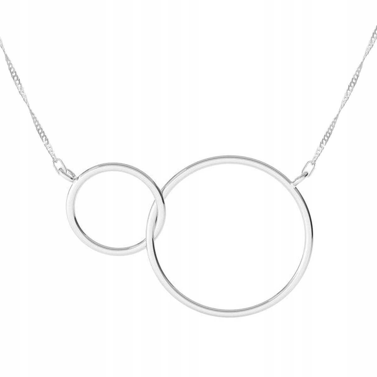 Łańcuszek srebrny naszyjnik 925 Dwa Duże Kółka