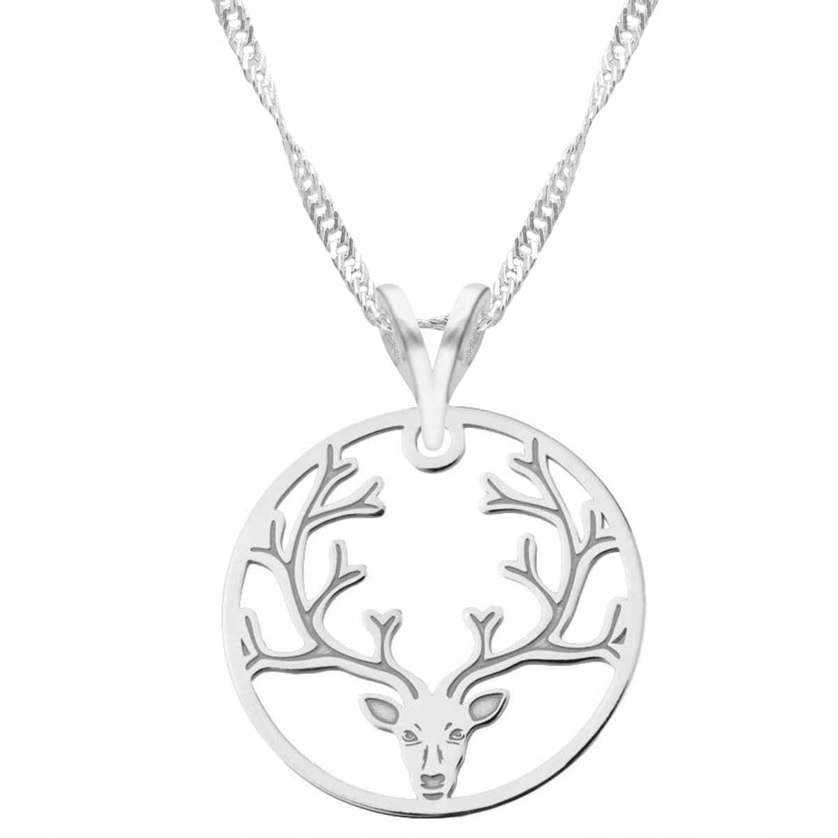 Łańcuszek srebrny naszyjnik 925 Jeleń Poroże