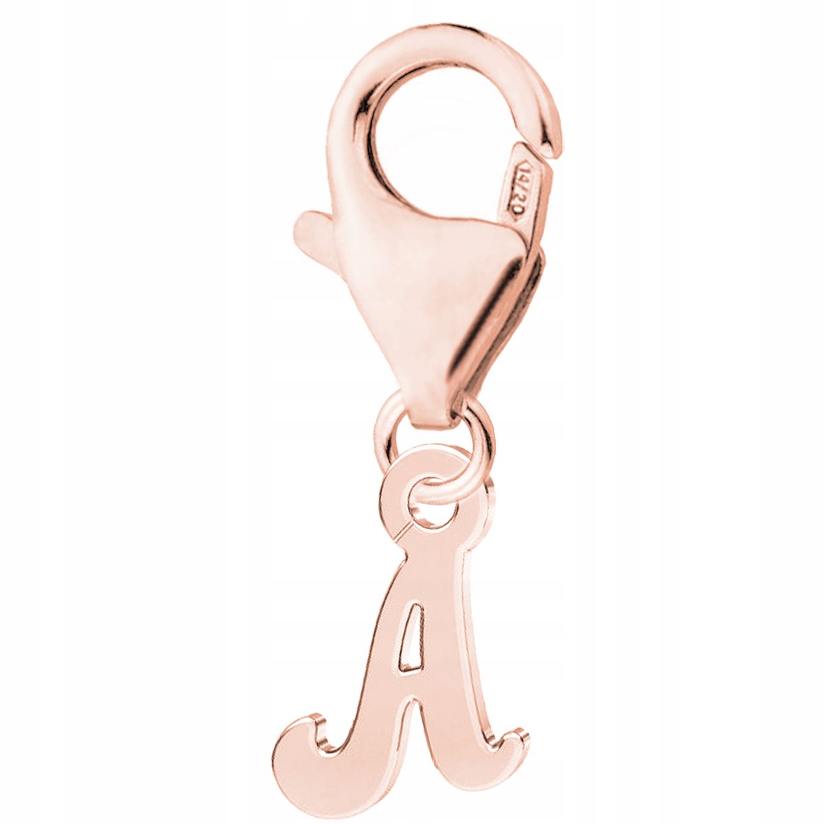 Zawieszka Literka A różowe złoto 925