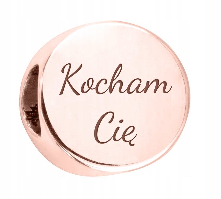 Charms Kocham Cię różowy srebro 925 + GRAWER