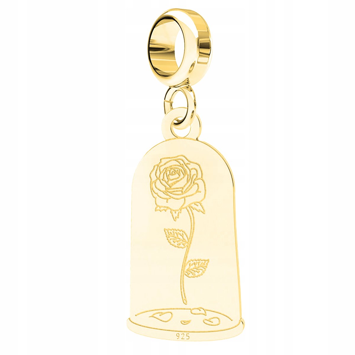 Charms wiszący złoty Róża Kwiat srebro 925