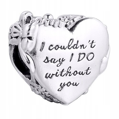 Charms Serce Heart Napis Miłość srebro 925