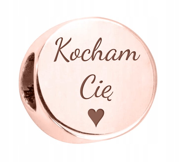 Charms Kocham Cię różowy srebro 925 + GRAWER