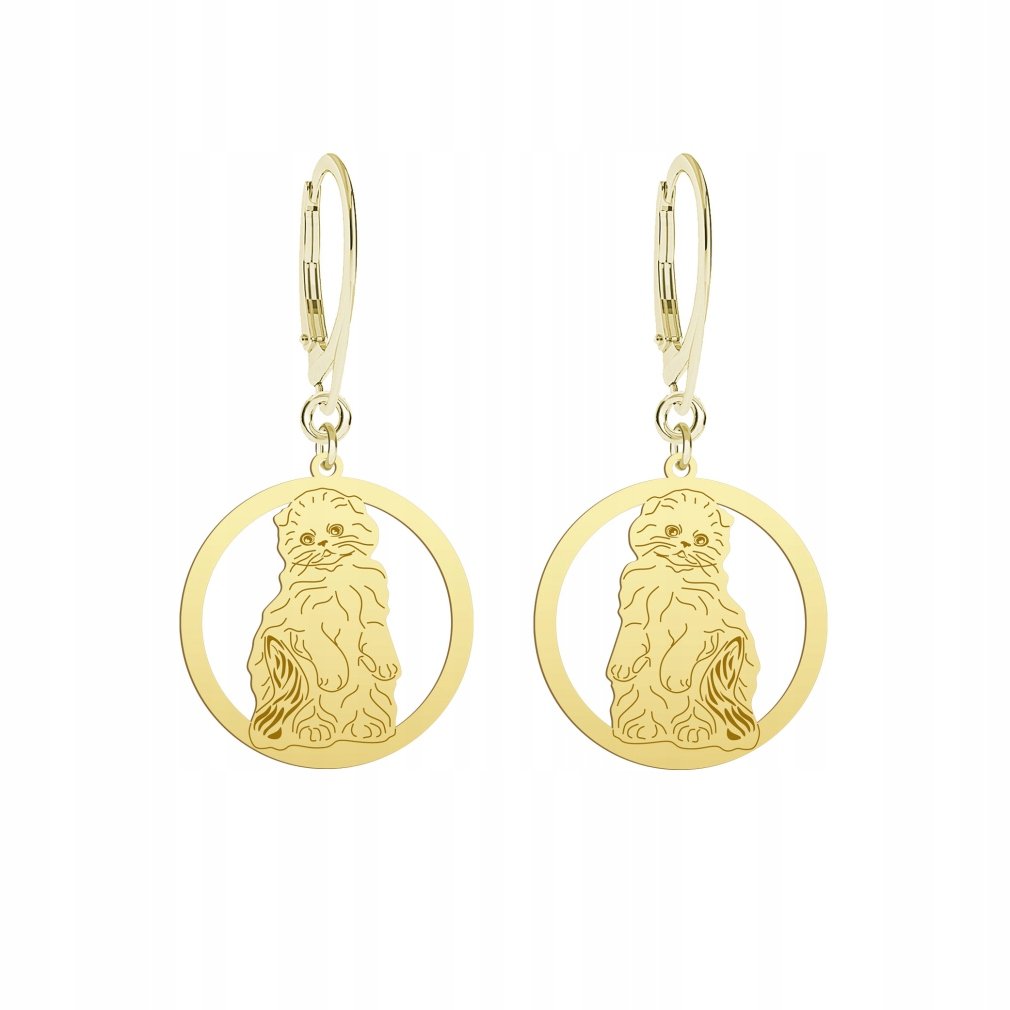 Kolczyki Złote Kot Szkocki Zwisłouchy 925 Prezent Biżuteria Prezent GRAWER