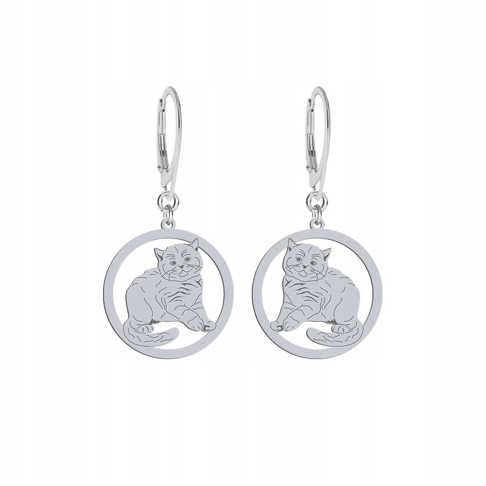 Kolczyki Srebrne Kot Brytyjski Krótkowłosy 925 Biżuteria Kobieta GRAWER