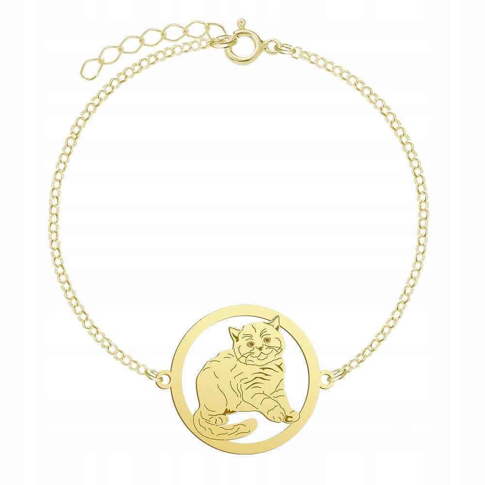 Bransoletka Złota British Shorthair Cat 925 Łańcuszek Biżuteria GRAWER