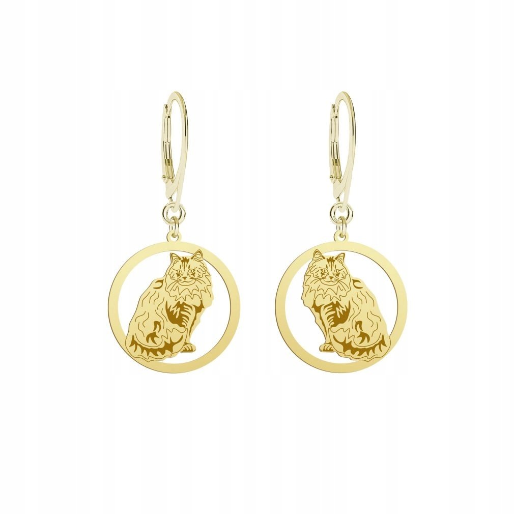 Kolczyki Złote Kot Norweski Leśny 925 Prezent Biżuteria Prezent GRAWER