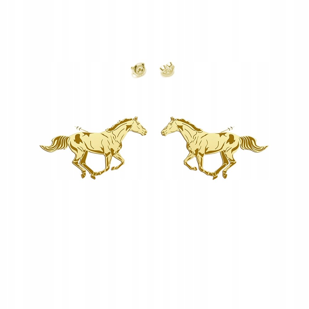 Kolczyki Złote Koń Pełnej Krwi Angielskiej 925 Biżuteria Prezent DEDYKACJA