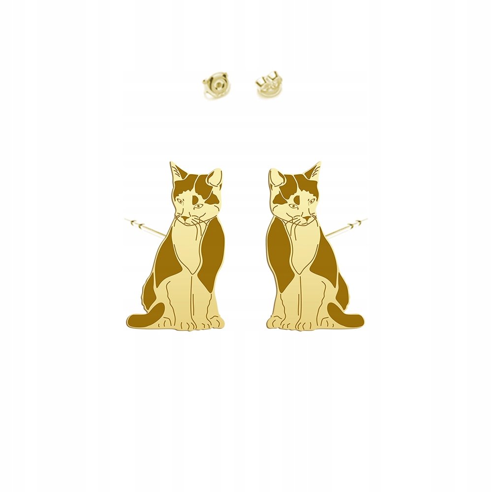 Kolczyki Złote Kot Domowy TUXEDO 925 Biżuteria Prezent Kobieta DEDYKACJA
