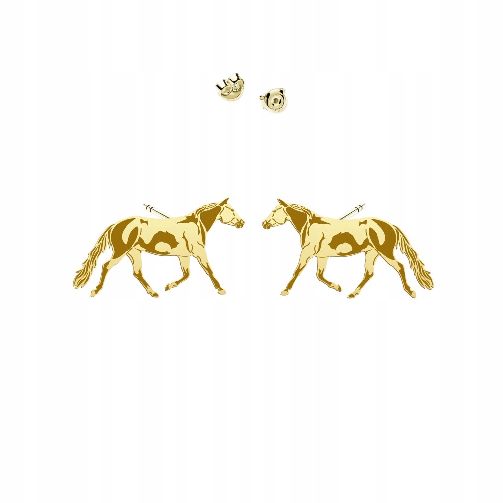Kolczyki Złote Koń American Paint Horse 925 Biżuteria Prezent DEDYKACJA