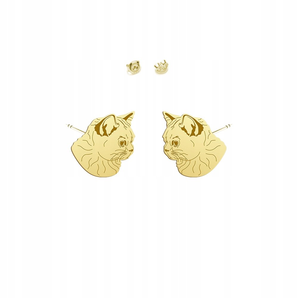 Kolczyki Złote Kot Brytyjski Krótkowłosy 925 Biżuteria Prezent DEDYKACJA