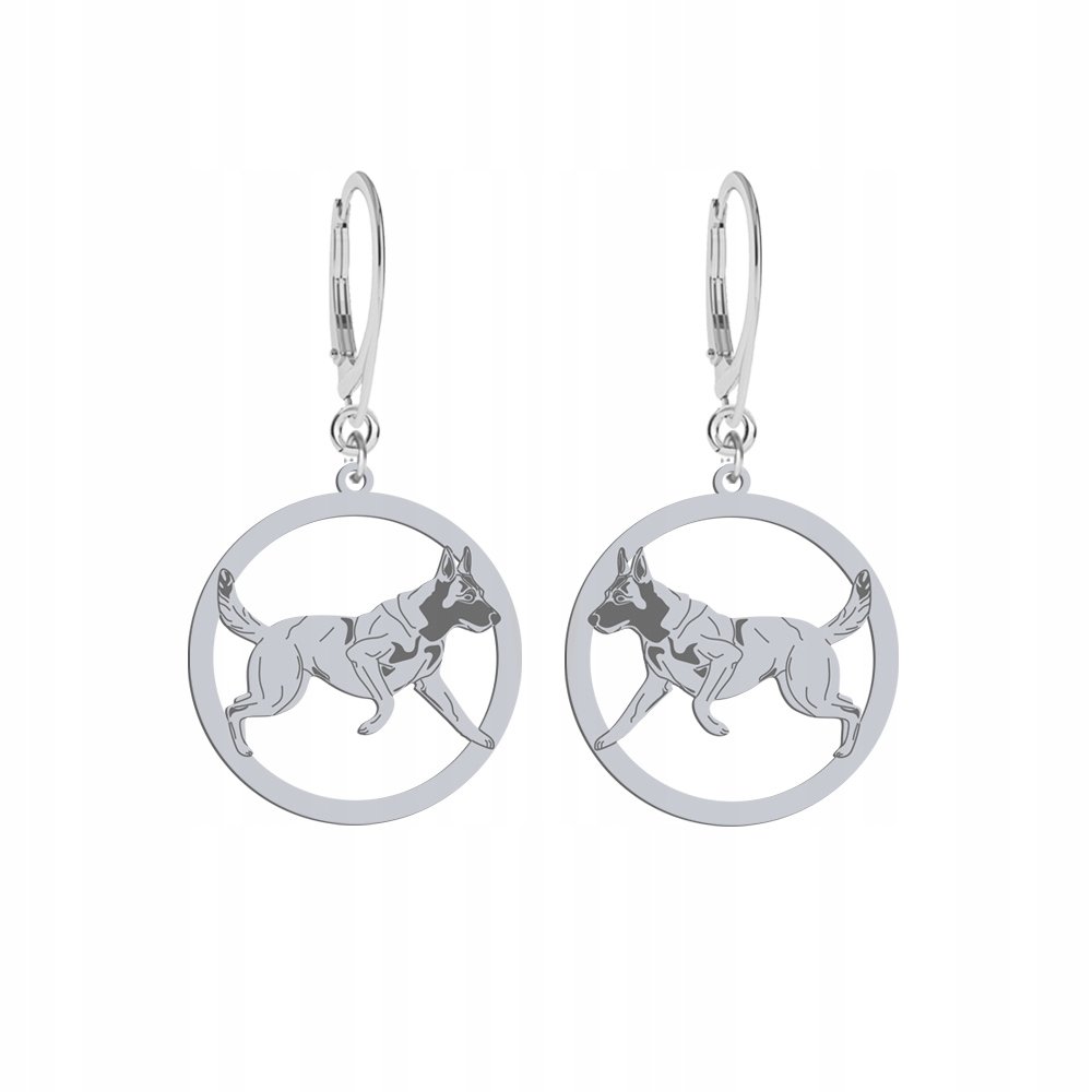 Kolczyki Srebrne z psem Malinois 925 Biżuteria Prezent Kobieta GRAWER