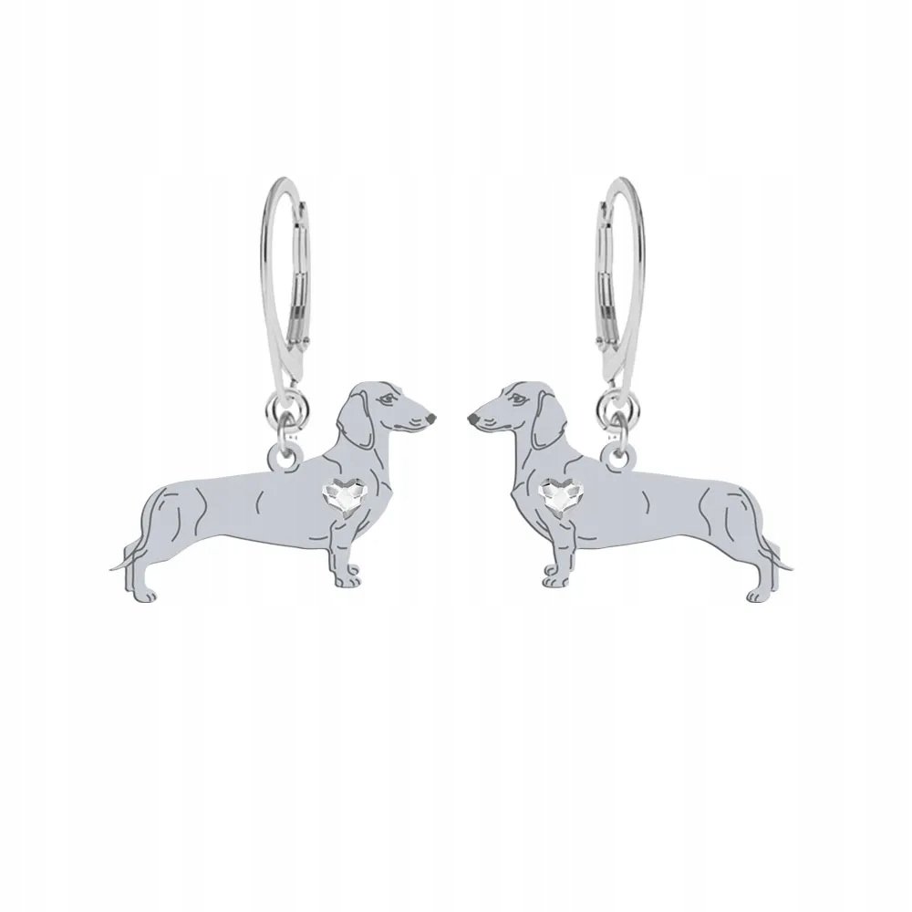 Kolczyki Srebrne z Jamnik Krótkowłosy 925 Biżuteria Kobieta Prezent GRAWER