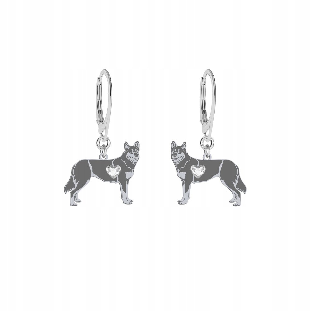 Kolczyki Srebrne z Lapońskim Psem Pasterskim 925 Prezent Kobieta GRAWER