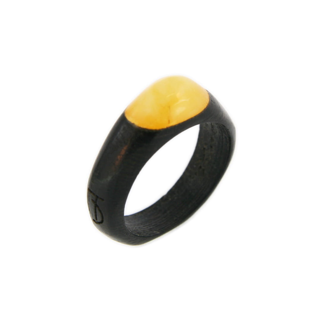 Pierścionek bursztyn bałtycki, czarny dąb , owalny, unisex, różne rozmiary 7526
